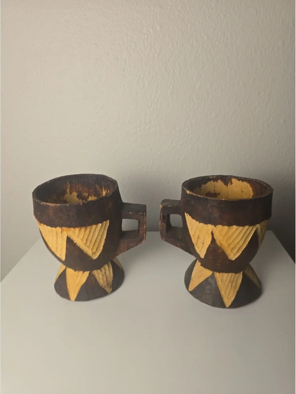 Somali Dhiil Milk Vessel Set Carved African Tribal Wood